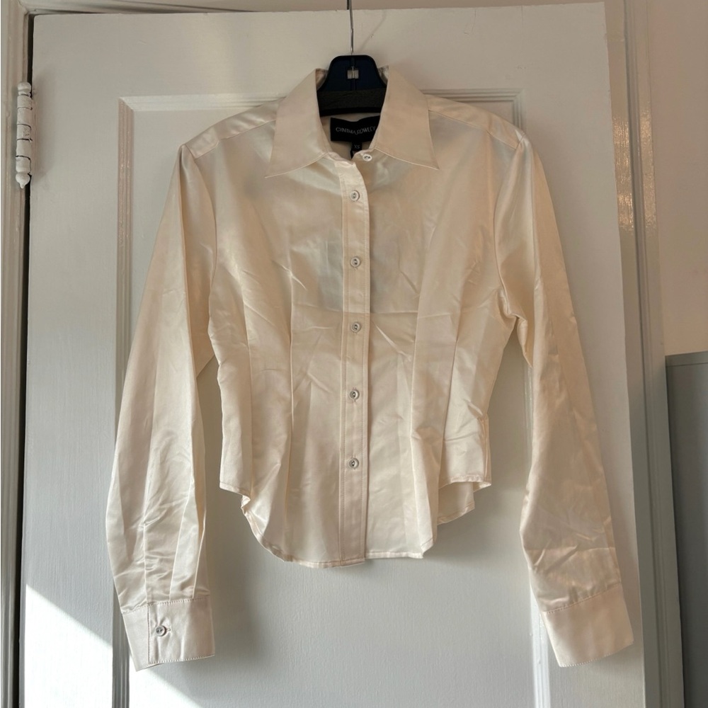 Cynthia Rowley Pleat-Detail Buttoned Satin Shirt